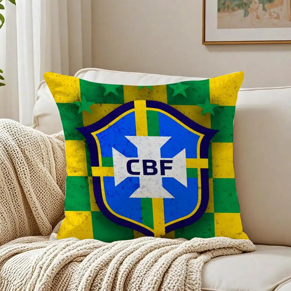 Capa de Almofada Bandeira do Brasil em Linho