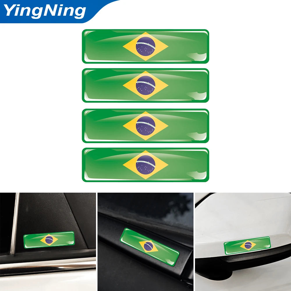 Adesivo 3D Bandeira do Brasil – Kit 4 un. Impermeável