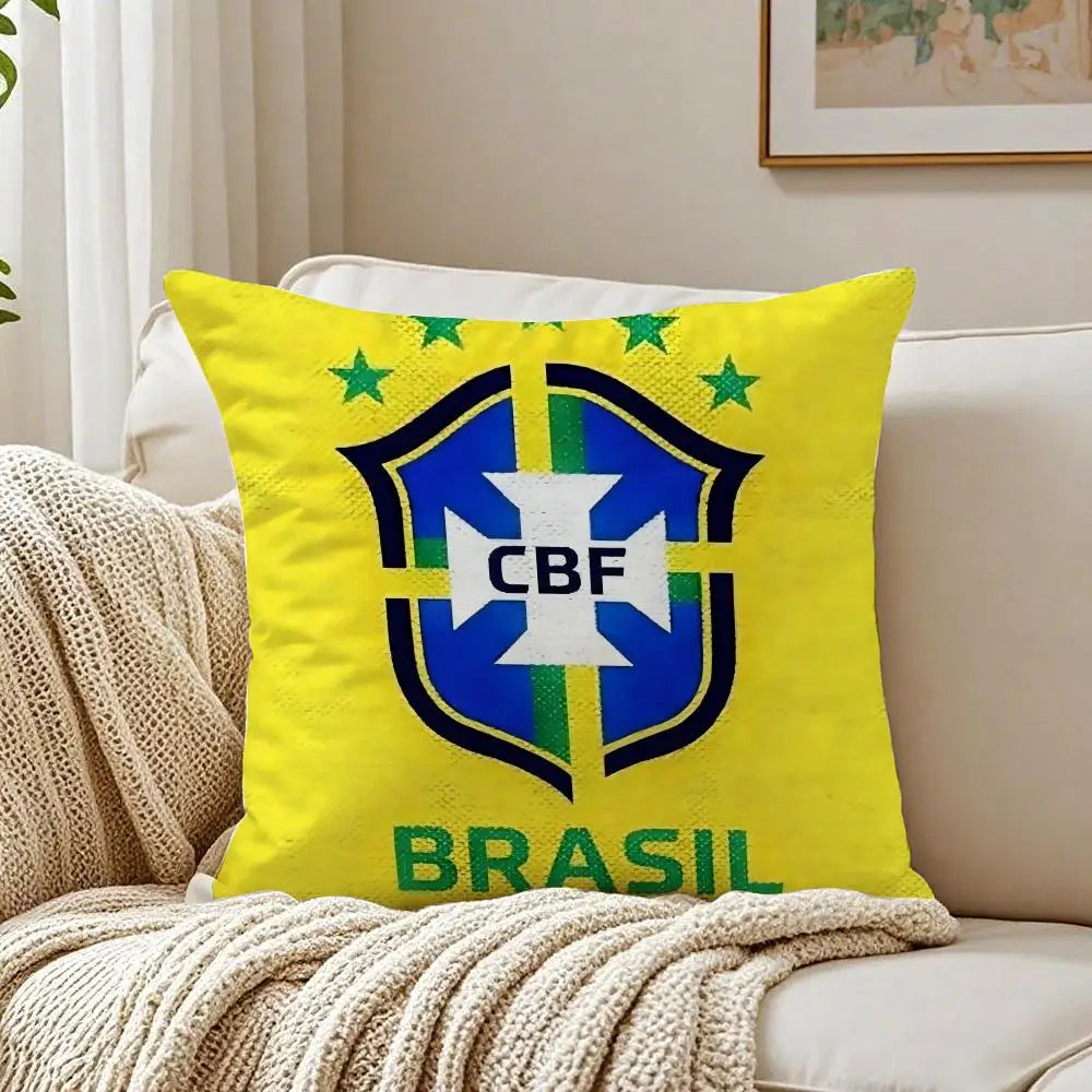 Capa de Almofada Bandeira do Brasil em Linho