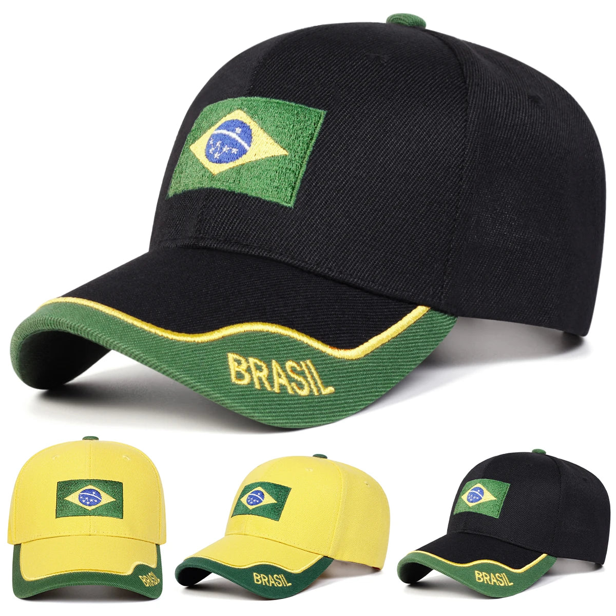 Boné Bordado Bandeira do Brasil – Unissex Ajustável