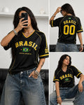 Camiseta Brasil Feminina – Gola V, Plus Size