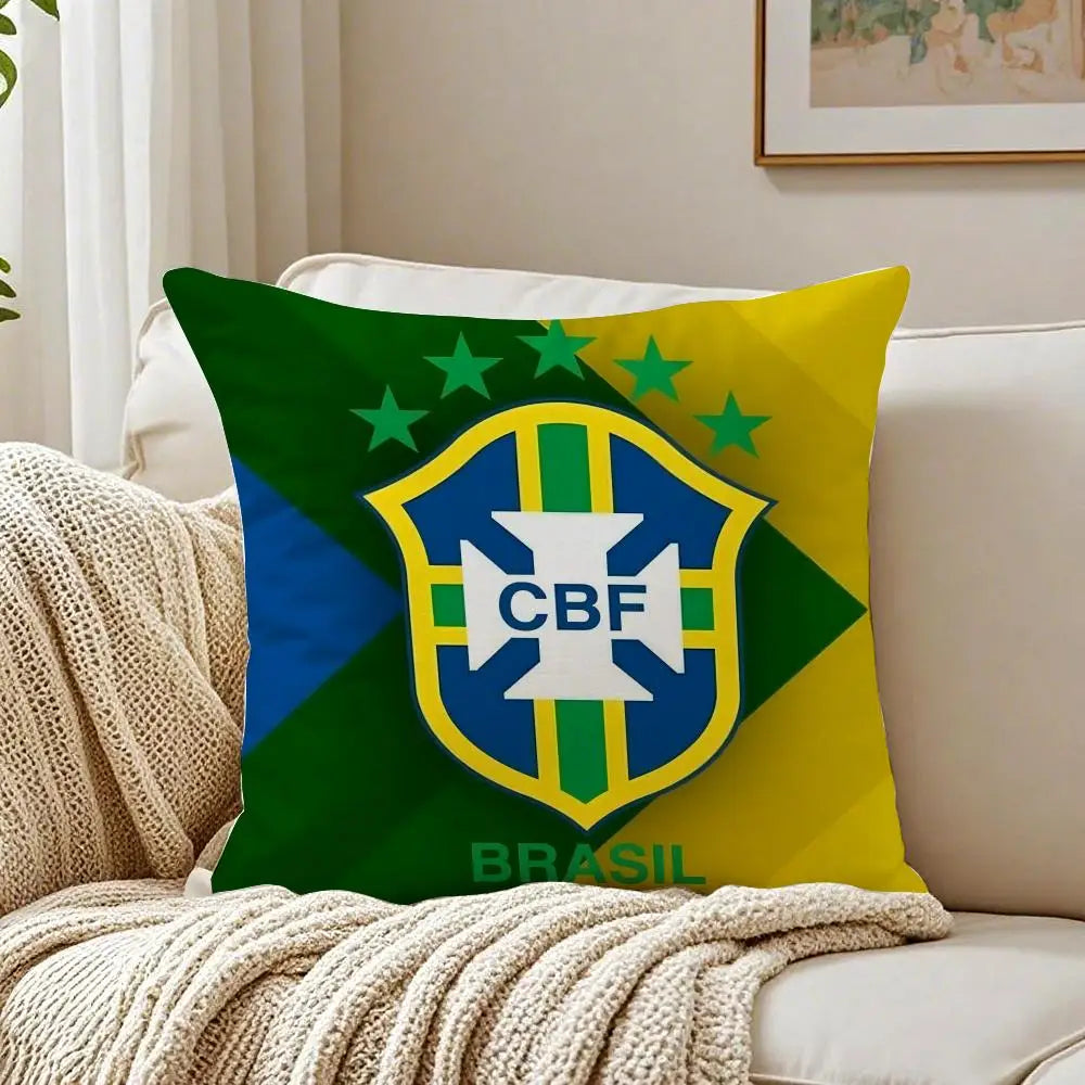 Capa de Almofada Bandeira do Brasil em Linho