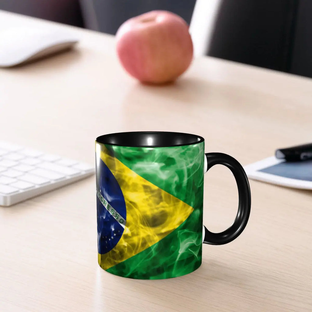 Caneca Cerâmica Bandeira do Brasil Personalizada