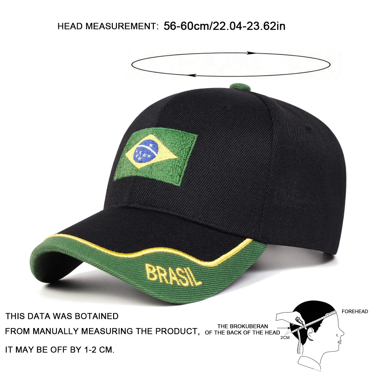 Boné Bordado Bandeira do Brasil – Unissex Ajustável