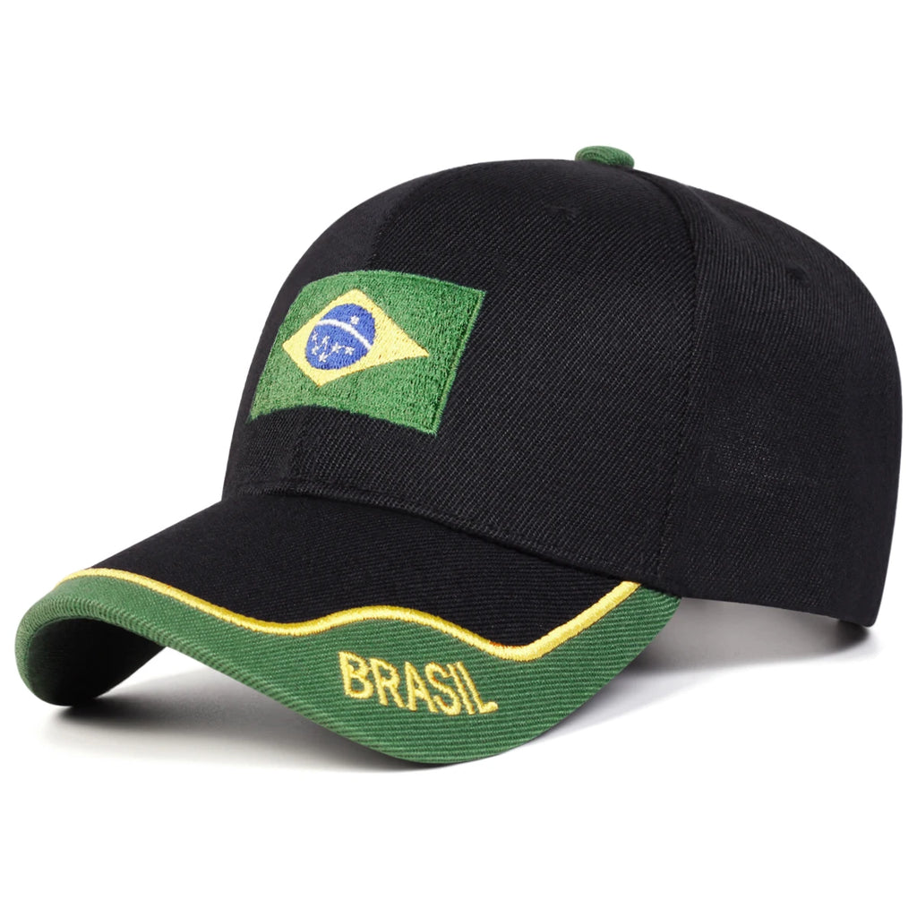 Boné Bordado Bandeira do Brasil – Unissex Ajustável