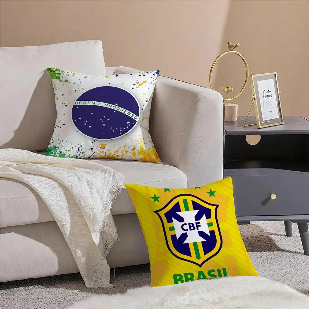 Capa de Almofada Bandeira do Brasil em Linho