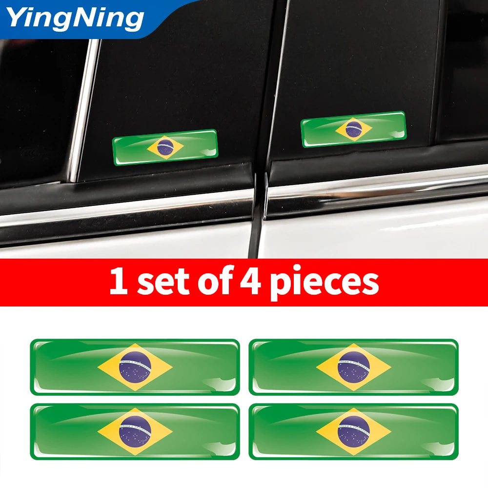Adesivo 3D Bandeira do Brasil – Kit 4 un. Impermeável