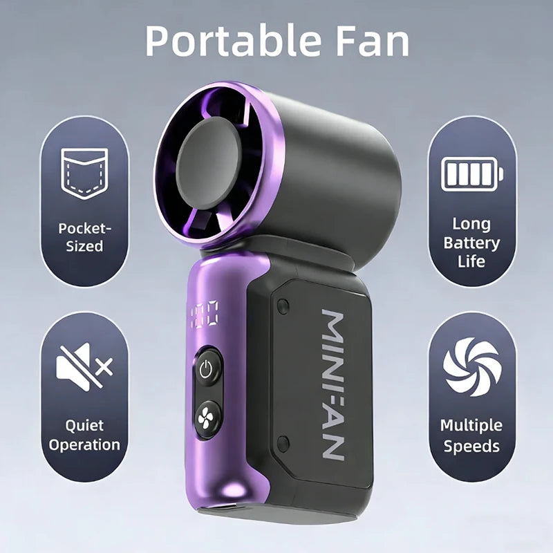 Mini Ventilador Portátil USB Recarregável para Viagem Escritório e Uso Externo