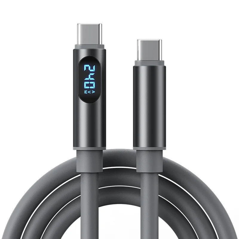 Cabo USB-C 240W Super Carregamento Rápido com Display LCD iPhone Samsung Redmi